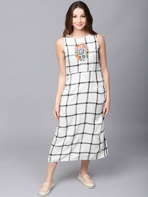 Off-white printed cotton long-dresses 1