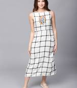 Off-white printed cotton long-dresses