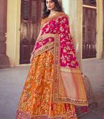 Orange embroidered silk semi stitched lehenga
