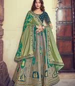 Grey embroidered silk semi stitched lehenga