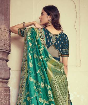 Grey embroidered silk semi stitched lehenga 3