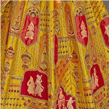 Grey embroidered silk semi stitched lehenga 4