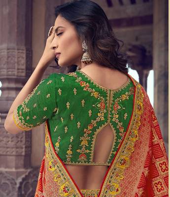 Yellow embroidered silk semi stitched lehenga 3