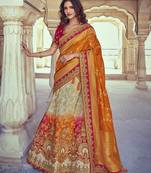White embroidered silk semi stitched lehenga