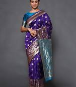 Glemora Blue Designer Ethnic Wear Silk Blend  Traditional Saree