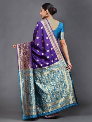 Glemora Blue Designer Ethnic Wear Silk Blend  Traditional Saree 3