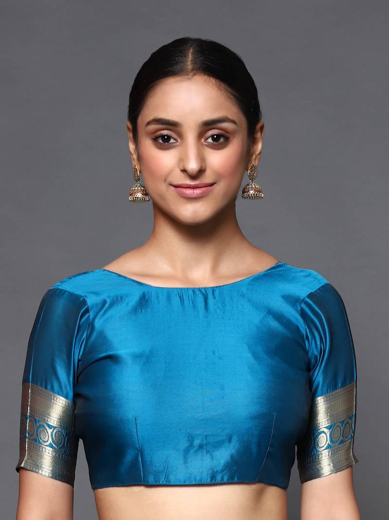 Glemora Blue Designer Ethnic Wear Silk Blend  Traditional Saree