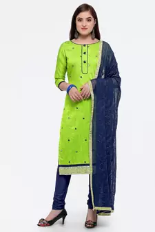 Green embroidered cotton salwar
