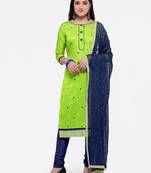 Green embroidered cotton salwar