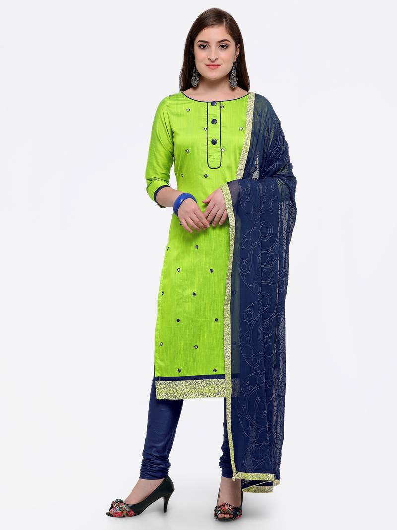 Green embroidered cotton salwar