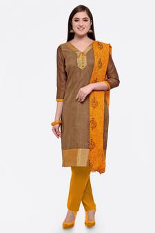 Brown embroidered  Art Silk salwar