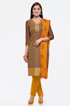 Brown embroidered  Art Silk salwar