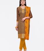 Brown embroidered Art Silk salwar
