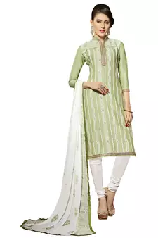 Green embroidered cotton salwar