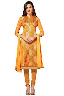 Yellow embroidered cotton salwar