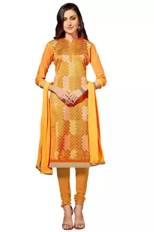 Yellow embroidered cotton salwar