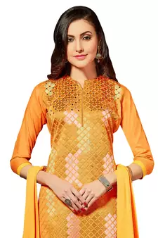 Yellow embroidered cotton salwar