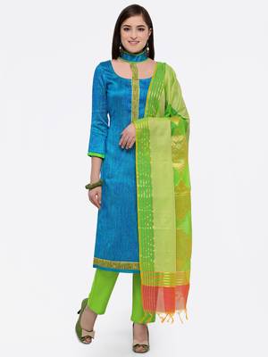 Blue woven cotton salwar 1