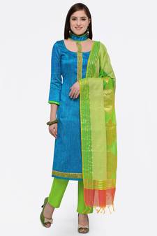 Blue woven cotton salwar