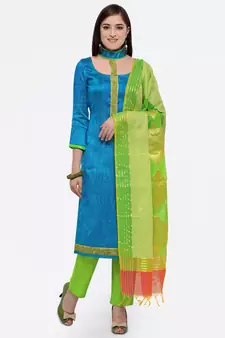 Blue woven cotton salwar