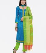 Blue woven cotton salwar