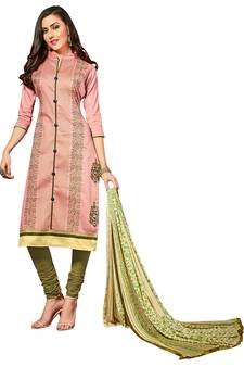 Peach embroidered cotton salwar