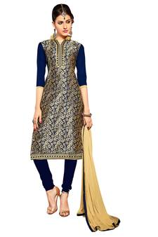 Blue embroidered cotton salwar