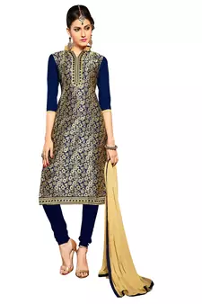 Blue embroidered cotton salwar