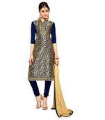 Blue embroidered cotton salwar