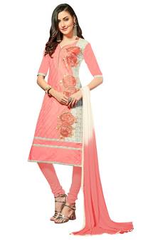 Peach embroidered cotton salwar