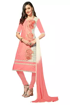 Peach embroidered cotton salwar