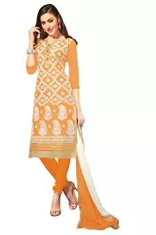 Orange embroidered cotton salwar