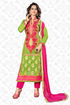 Green embroidered chanderi salwar