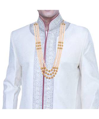 Traditional Dulha Moti Mala with Stone Maharaja HaarGroom Necklace  4
