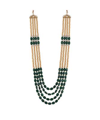 4 Layered Traditional Dulha Moti Mala with Beads Maharaja HaarGroom Necklace  2