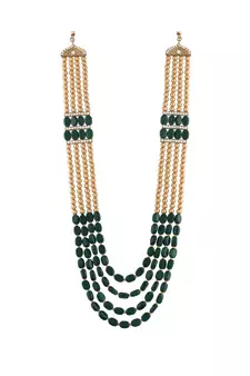 4 Layered Traditional Dulha Moti Mala with Beads Maharaja HaarGroom Necklace 