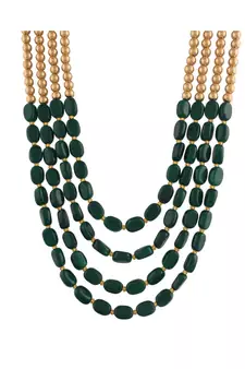 4 Layered Traditional Dulha Moti Mala with Beads Maharaja HaarGroom Necklace 
