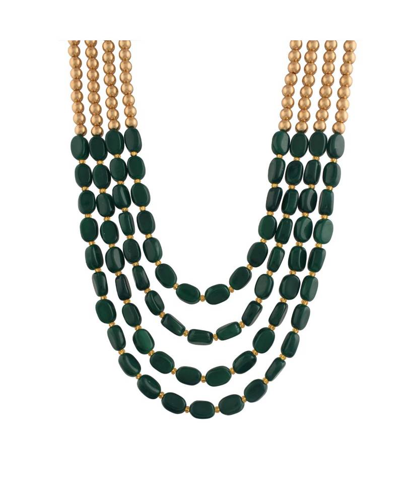 4 Layered Traditional Dulha Moti Mala with Beads Maharaja HaarGroom Necklace 