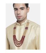 4 Layered Traditional Dulha Moti Mala with Beads Maharaja HaarGroom Necklace 