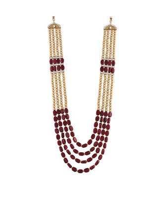 4 Layered Traditional Dulha Moti Mala with Beads Maharaja HaarGroom Necklace  2