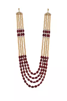 4 Layered Traditional Dulha Moti Mala with Beads Maharaja HaarGroom Necklace 