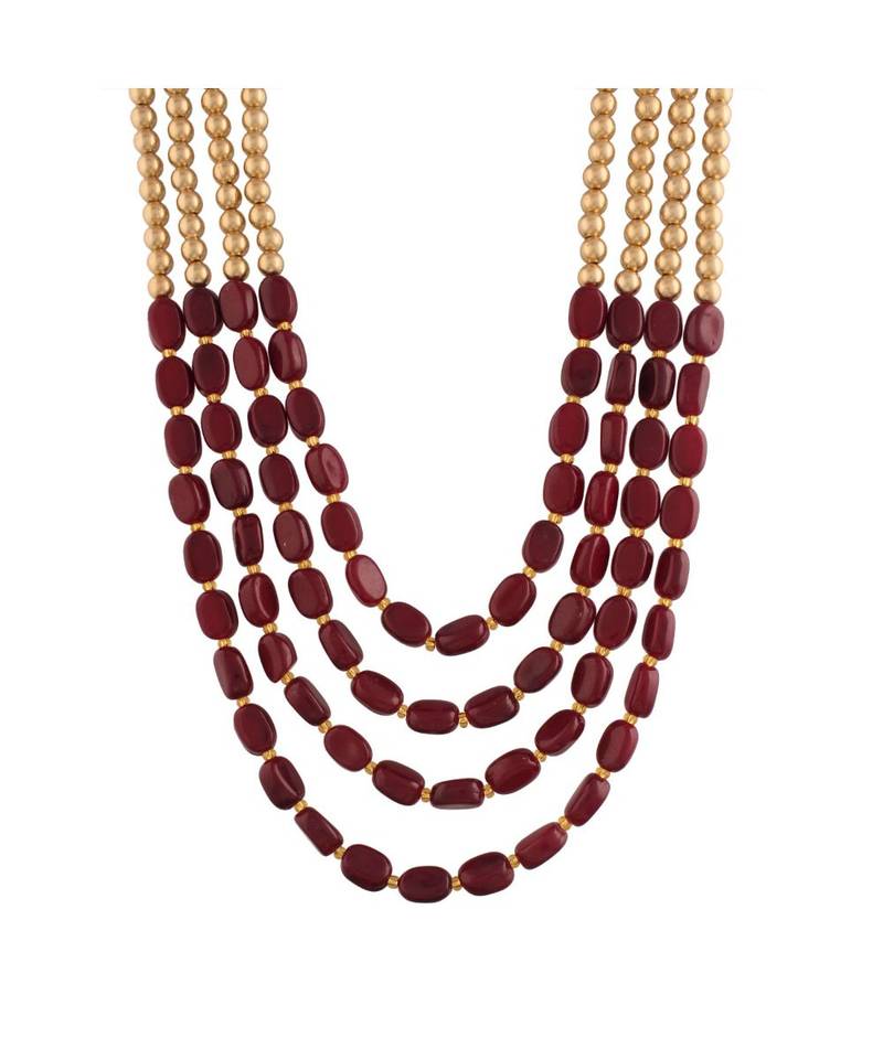 4 Layered Traditional Dulha Moti Mala with Beads Maharaja HaarGroom Necklace 