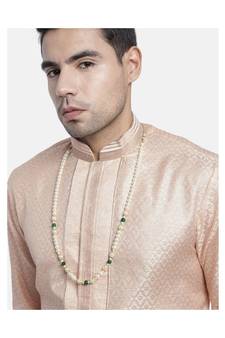 Single Layered Traditional Gold Plated Dulha Moti Mala with Beads Maharaja HaarGroom Necklace (MLP38G)