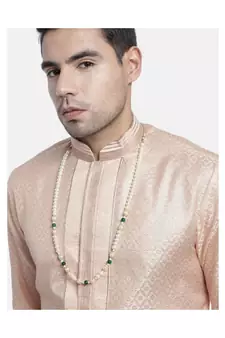 Single Layered Traditional Gold Plated Dulha Moti Mala with Beads Maharaja HaarGroom Necklace 