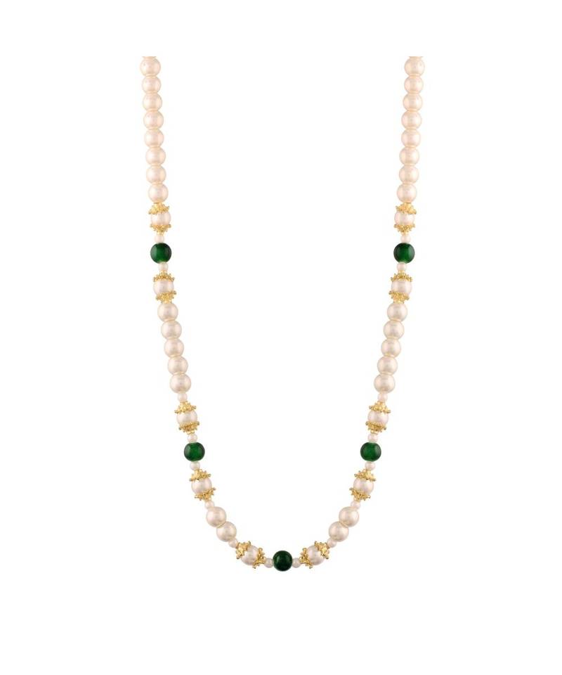 Single Layered Traditional Gold Plated Dulha Moti Mala with Beads Maharaja HaarGroom Necklace 