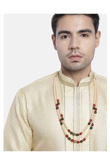 Traditional Gold Plated Dulha Moti Mala with Beads Maharaja HaarGroom Necklace (MLP39MG)
