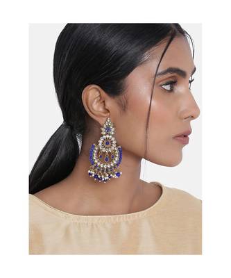 Chandbali Kundan Studded & Beaded Earrings for   1