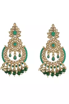 Chandbali Kundan Studded & Beaded Earrings for  