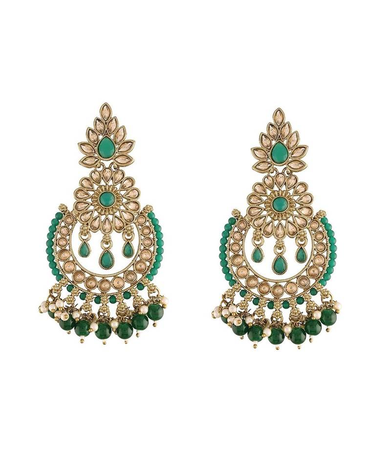 Chandbali Kundan Studded & Beaded Earrings for  
