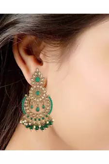 Chandbali Kundan Studded & Beaded Earrings for  